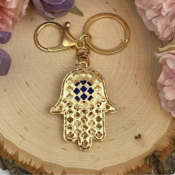 Bohemian Crystal Hamsa Hand with Evil Eye Keychain - Picture 13 of 15